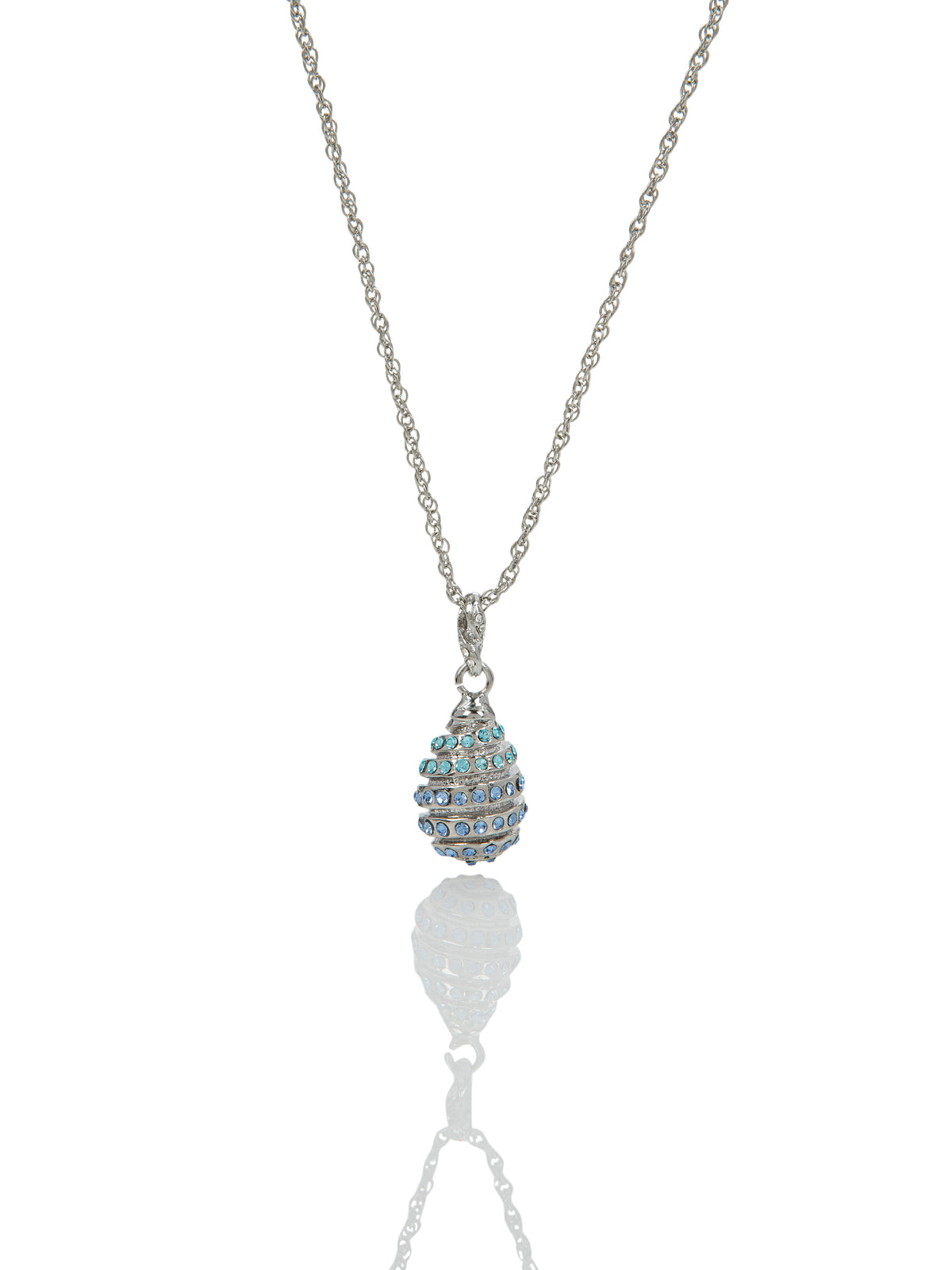 Keren Kopal Silver Egg with blue crystals Pendant Necklace