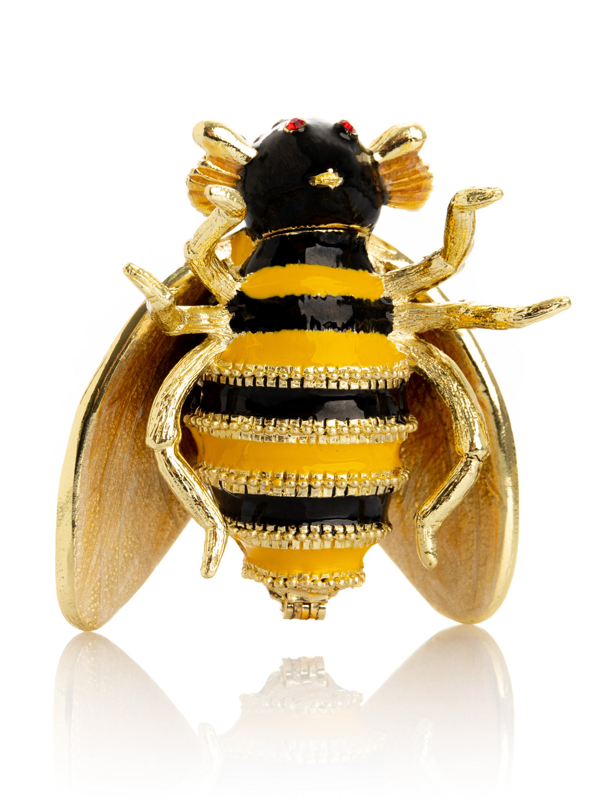 Keren Kopal Gold & Black Enamel Honey Bee Queen Trinket Box