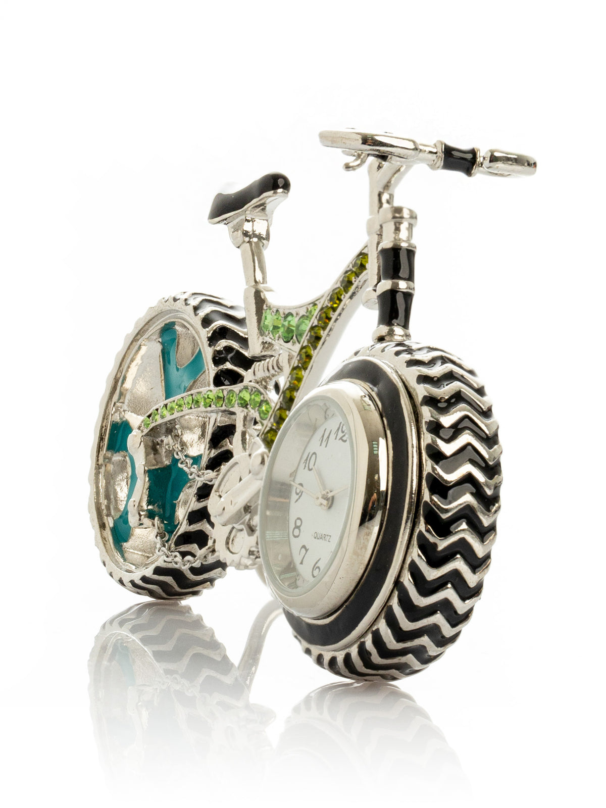 Keren Kopal Bicycle clock with Green crystals