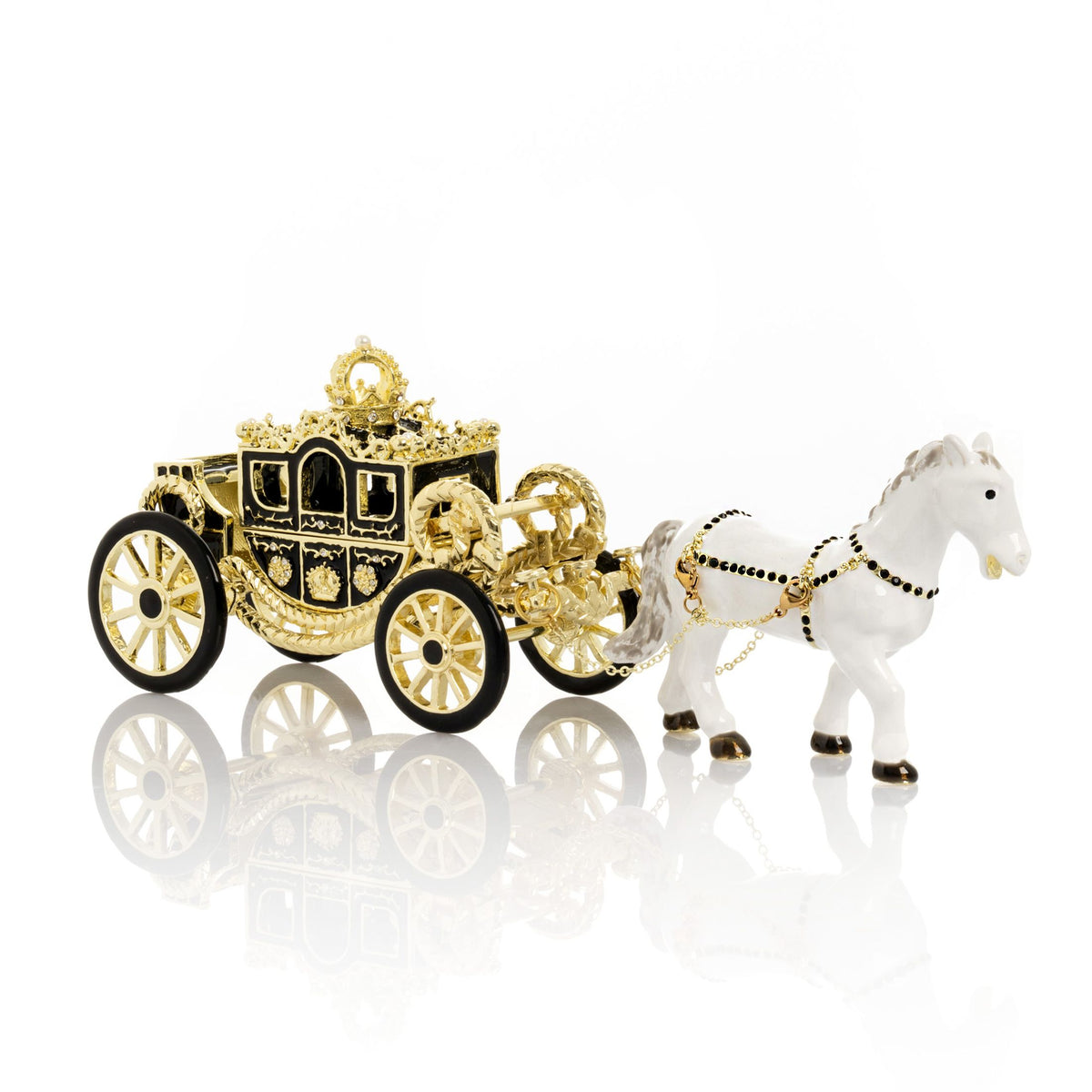 Keren Kopal White Horse Pulling a Golden Carriage