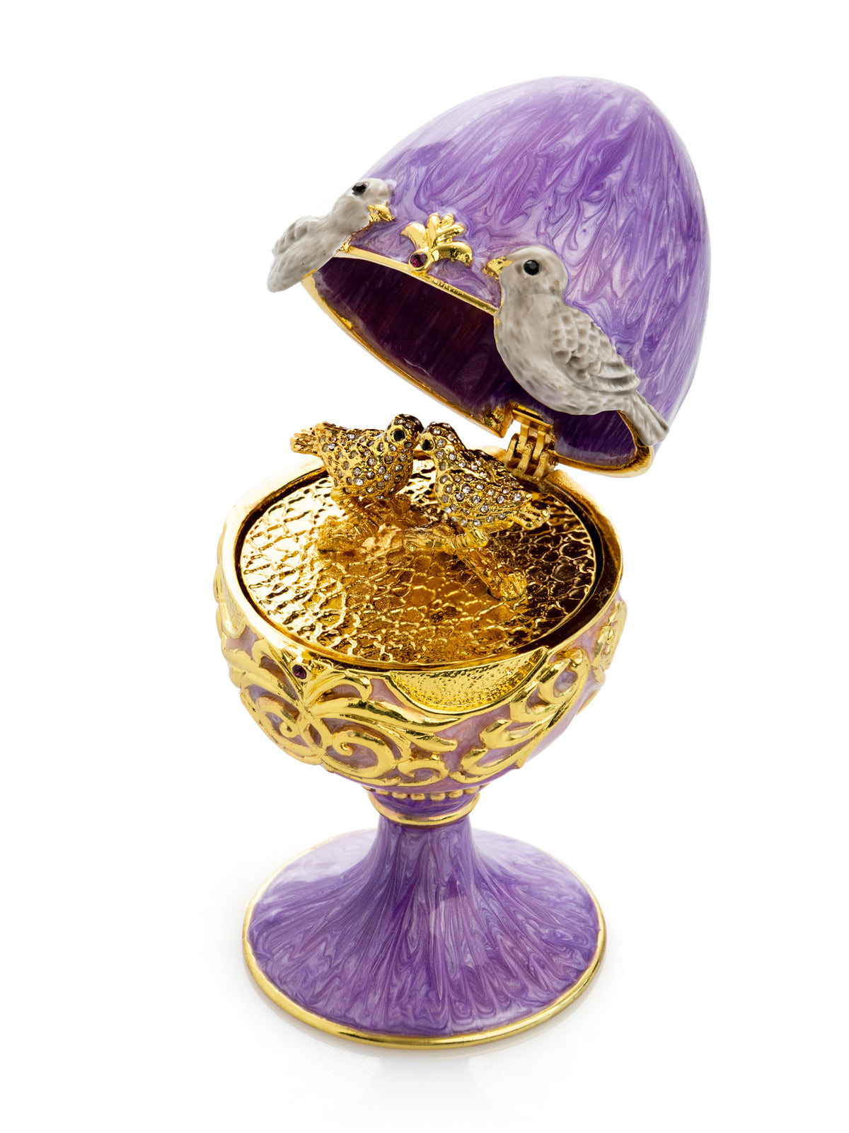 Keren Kopal Purple Egg with two Gold love doves