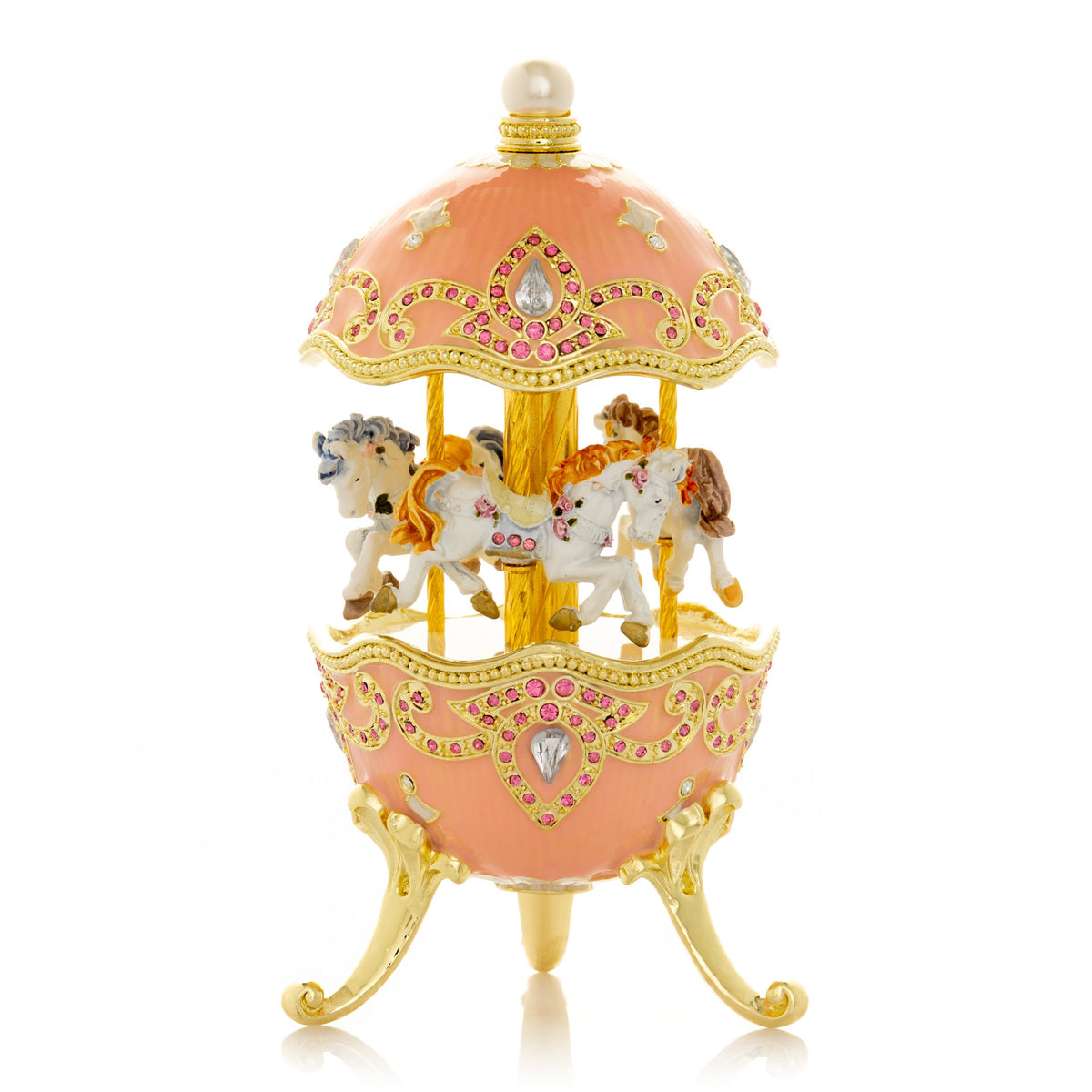 Keren Kopal Pink Faberge Egg with Horse Carousel