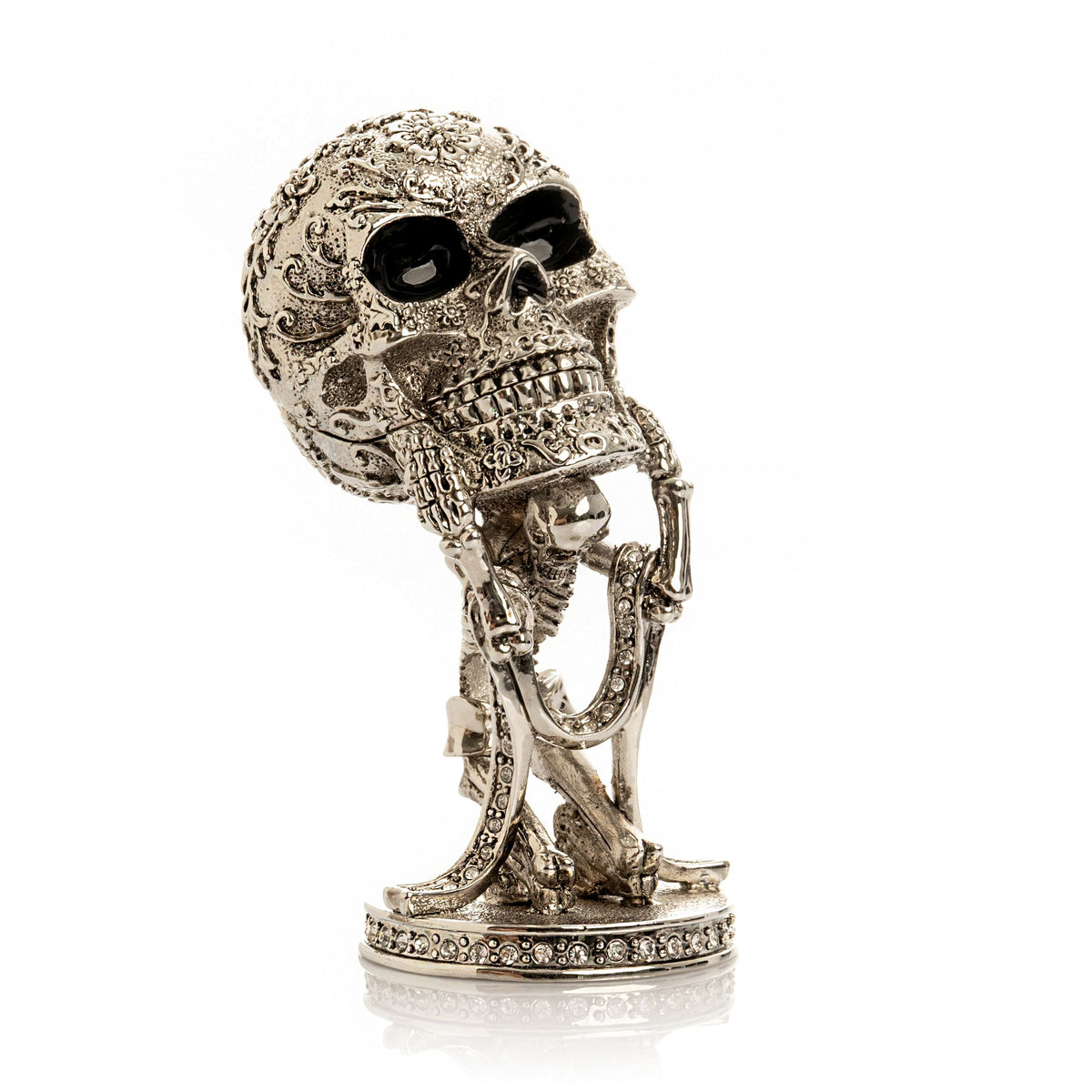 Keren Kopal Silver Skeleton holding Skull