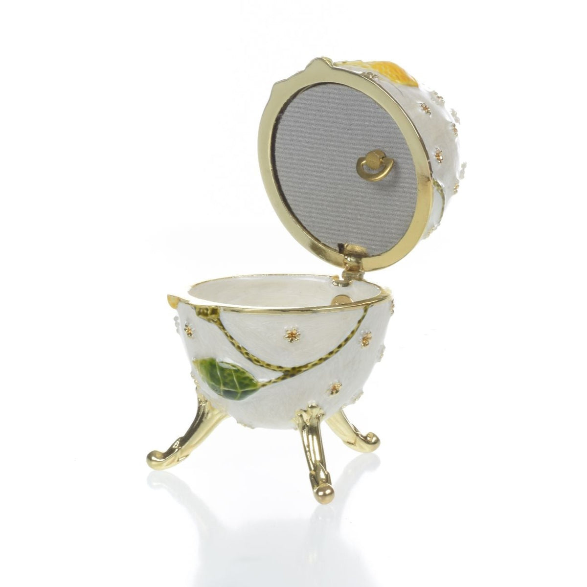 Keren Kopal White with Yellow flower Music box Fur Elise by Beethoven Faberge Egg