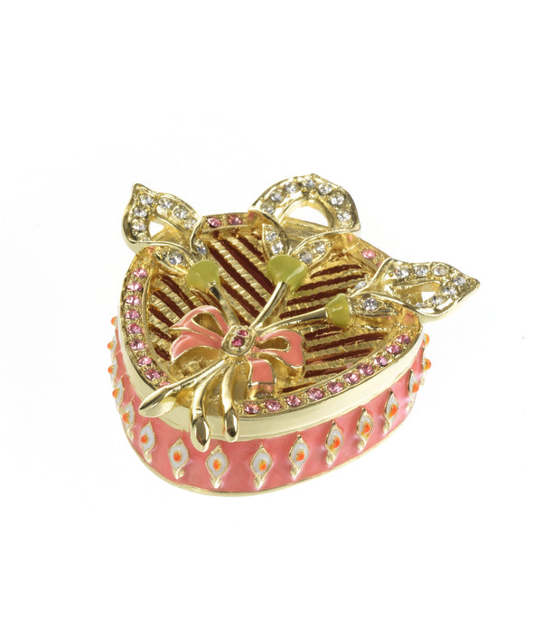 Boîte à bijoux rose magnifiquement décorée