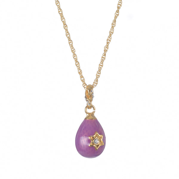 Collier pendentif étoile de David œuf violet en or Keren Kopal