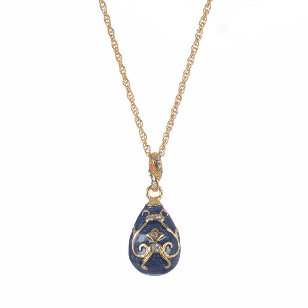 Collier Pendentif Œuf Bleu & Or