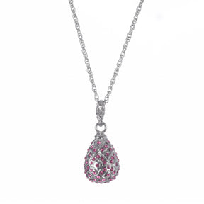 Keren Kopal Silver Egg with Pink Crystals Pendant Necklace