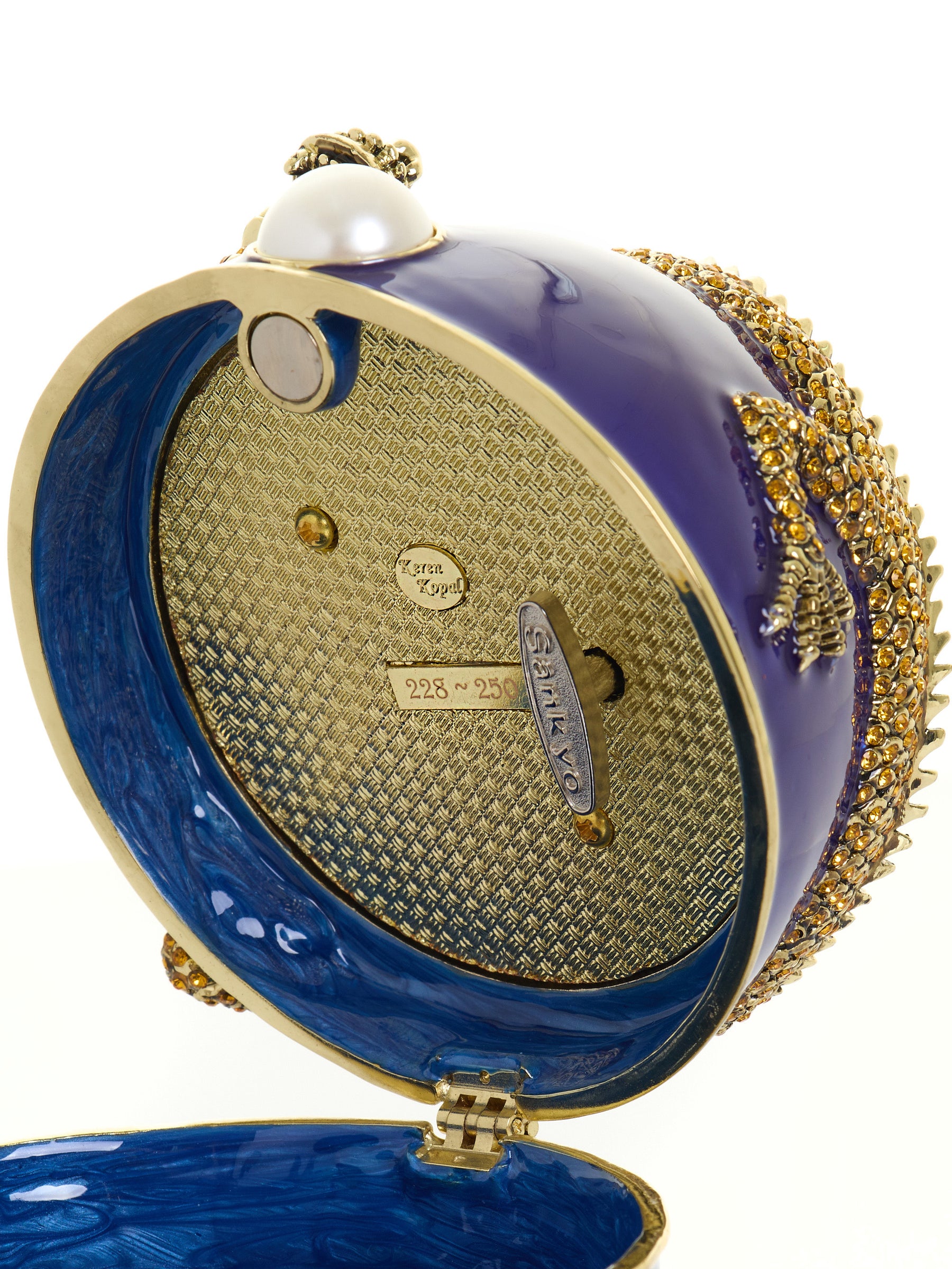 Blue Faberge Egg with Dragon Music Playing Egg