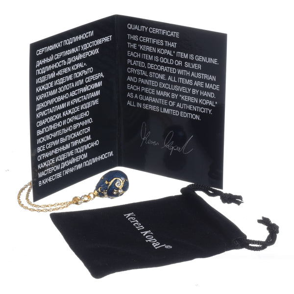 Collier Pendentif Œuf Bleu & Or