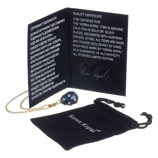 Collier Pendentif Œuf Or & Bleu