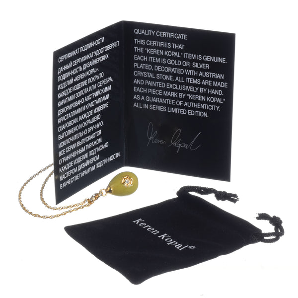 Collier en or avec pendentif œuf jaune Étoile de David