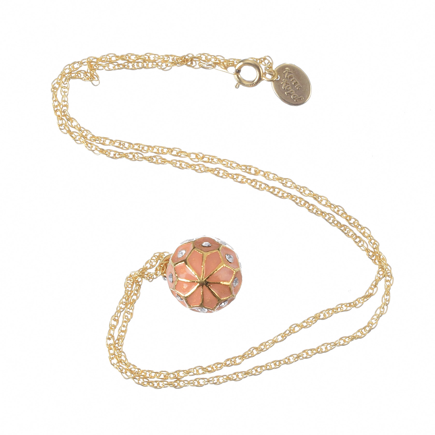 Keren Kopal Pink & Gold Egg Pendant Gold Necklace