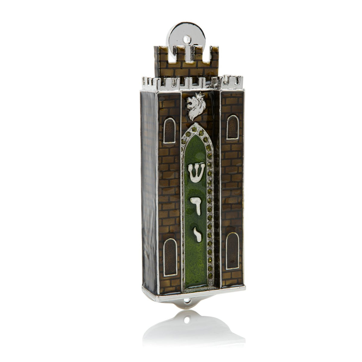 Brown Holy Ark style Mezuzah