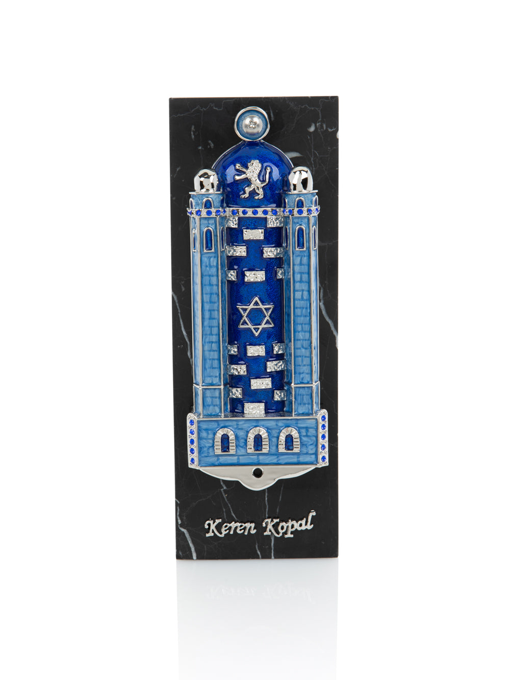 Blue Western Wall style Mezuzah