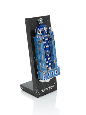 Blue Western Wall style Mezuzah