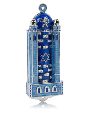 Blue Western Wall style Mezuzah