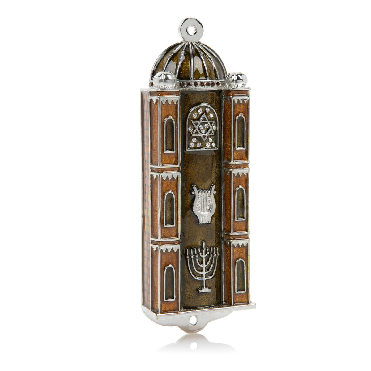 Brown Judaica style Mezuzah