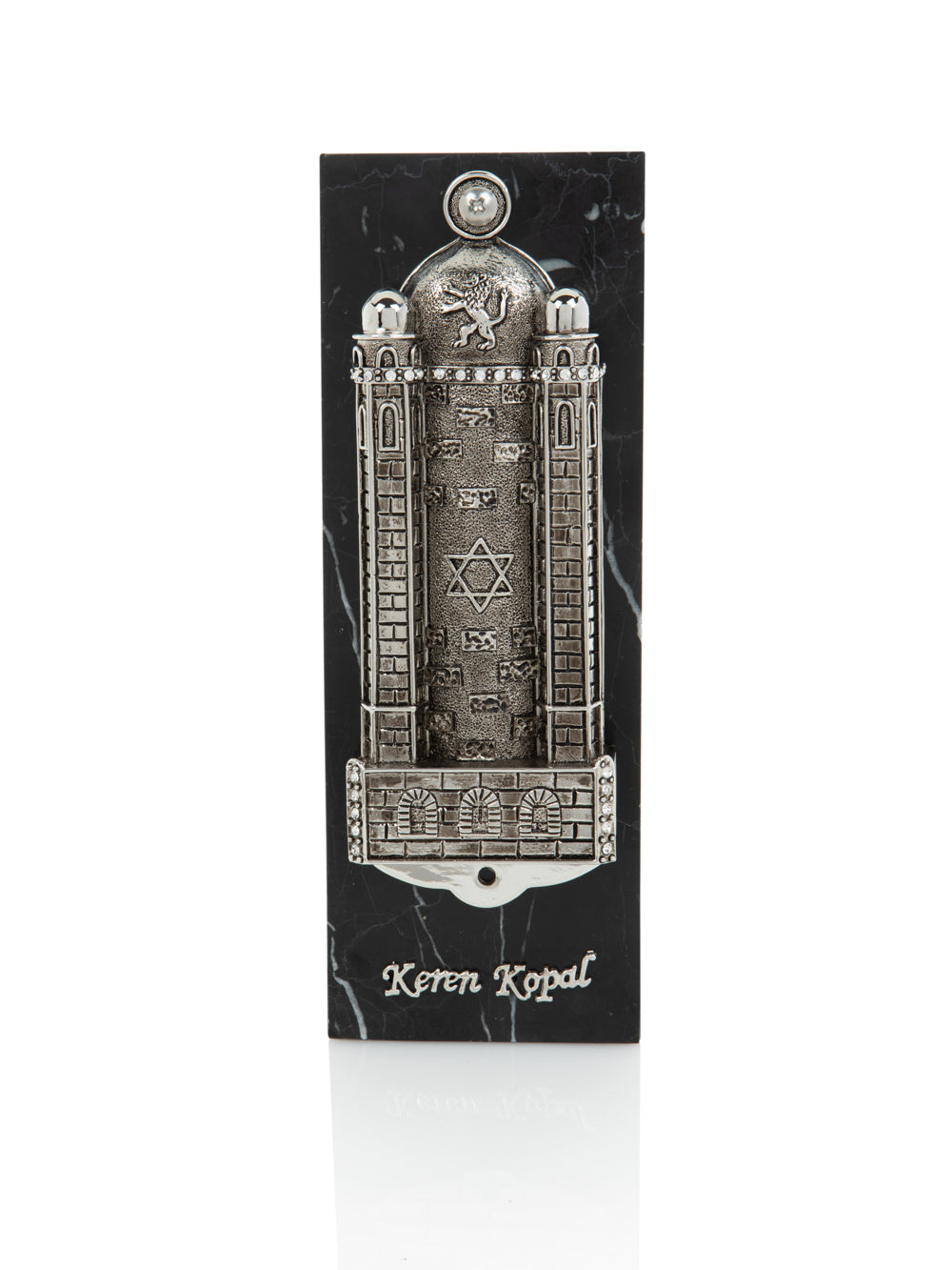 Silver Western Wall style Mezuzah