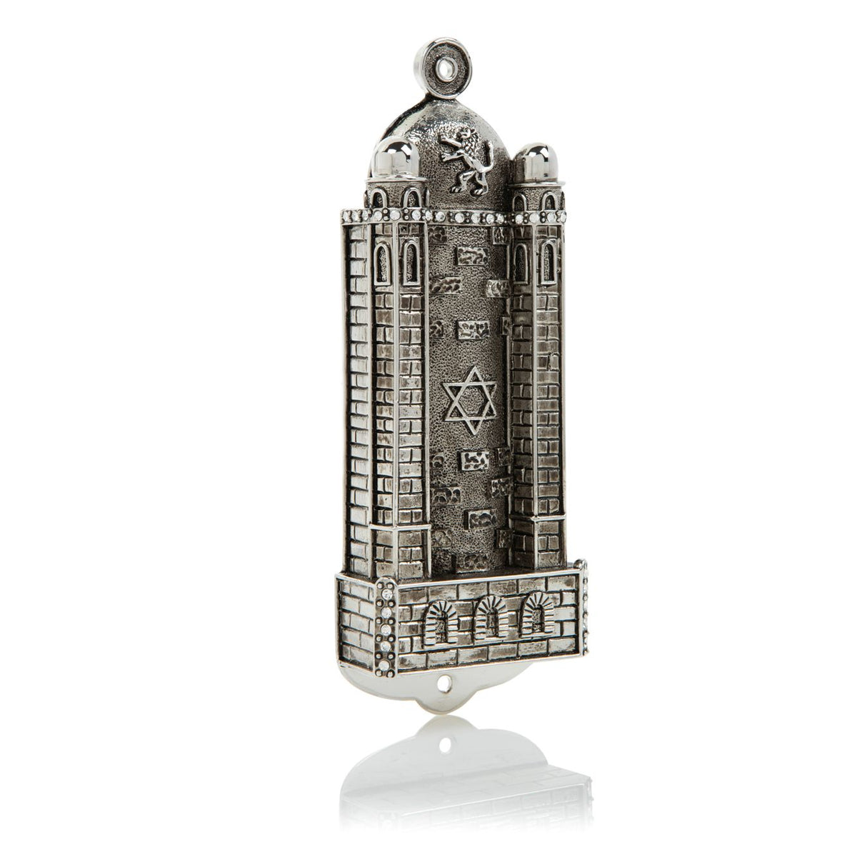 Silver Western Wall style Mezuzah