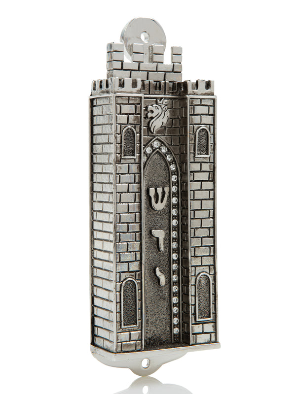 Mezouzah style Arche Sainte argentée