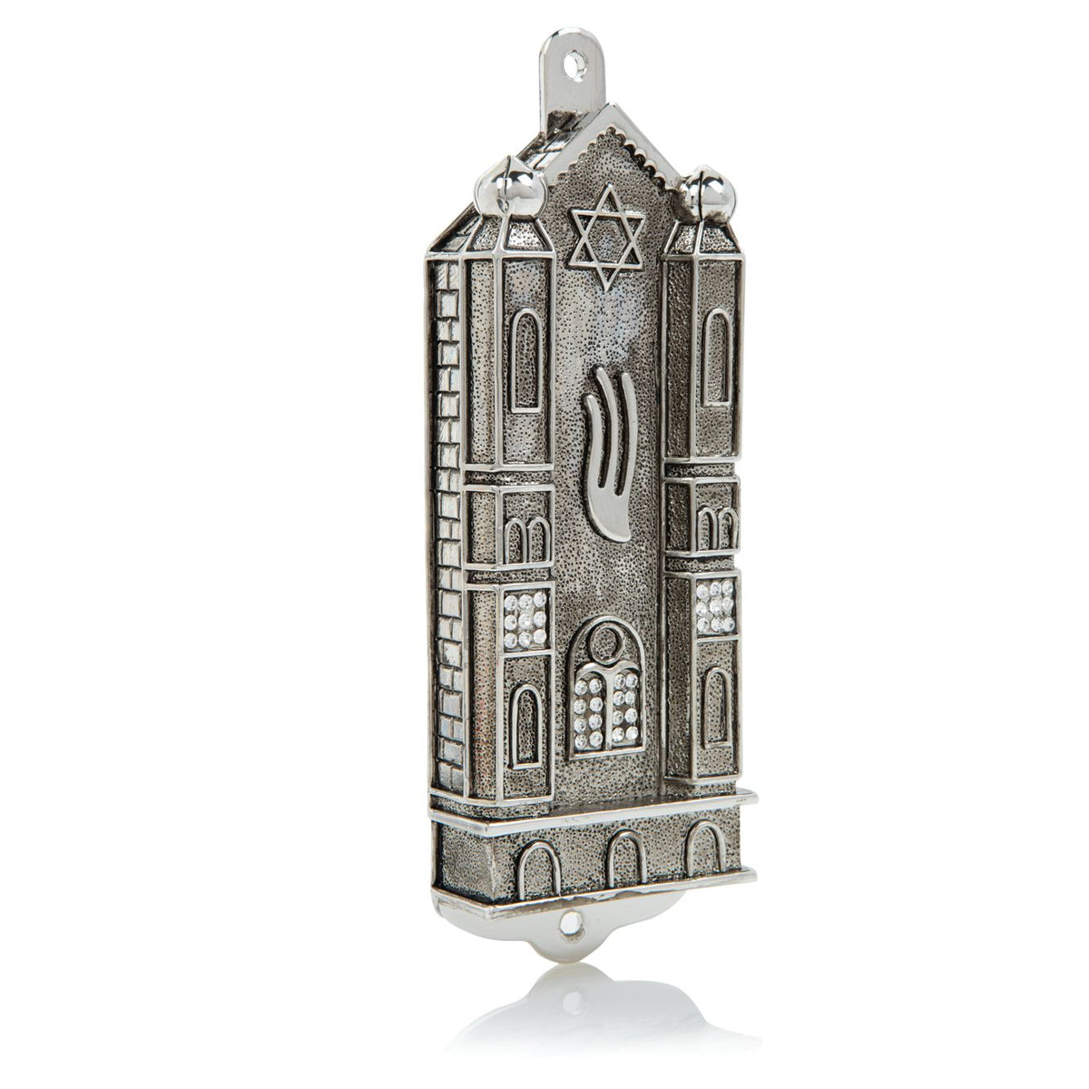 Silver Holy Ark style Mezuzah