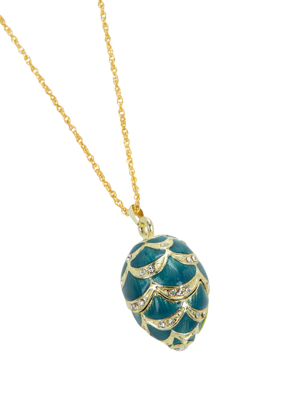 Collier Pendentif Œuf Or & Bleu Clair