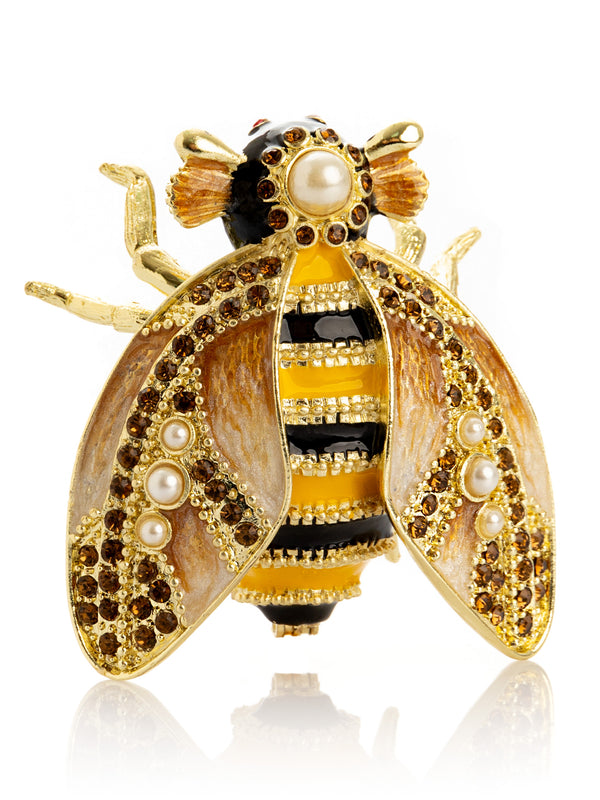 Boîte à bijoux Reine des Abeilles en Émail Noir et Doré