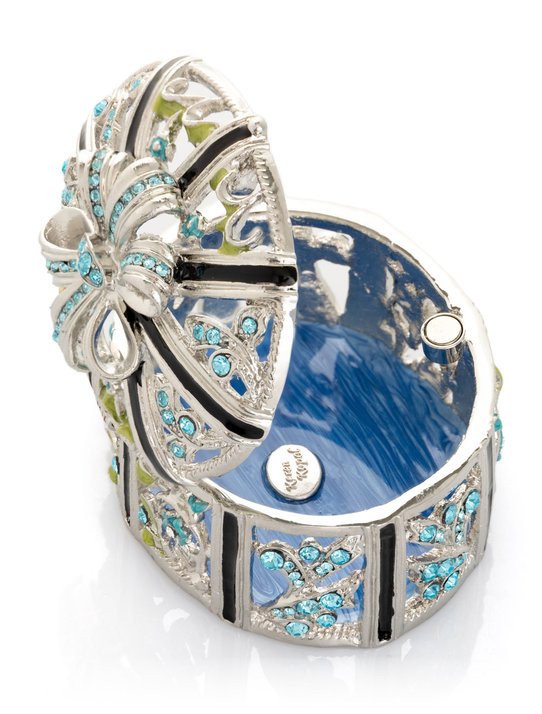 Silver Box with Blue Flowers