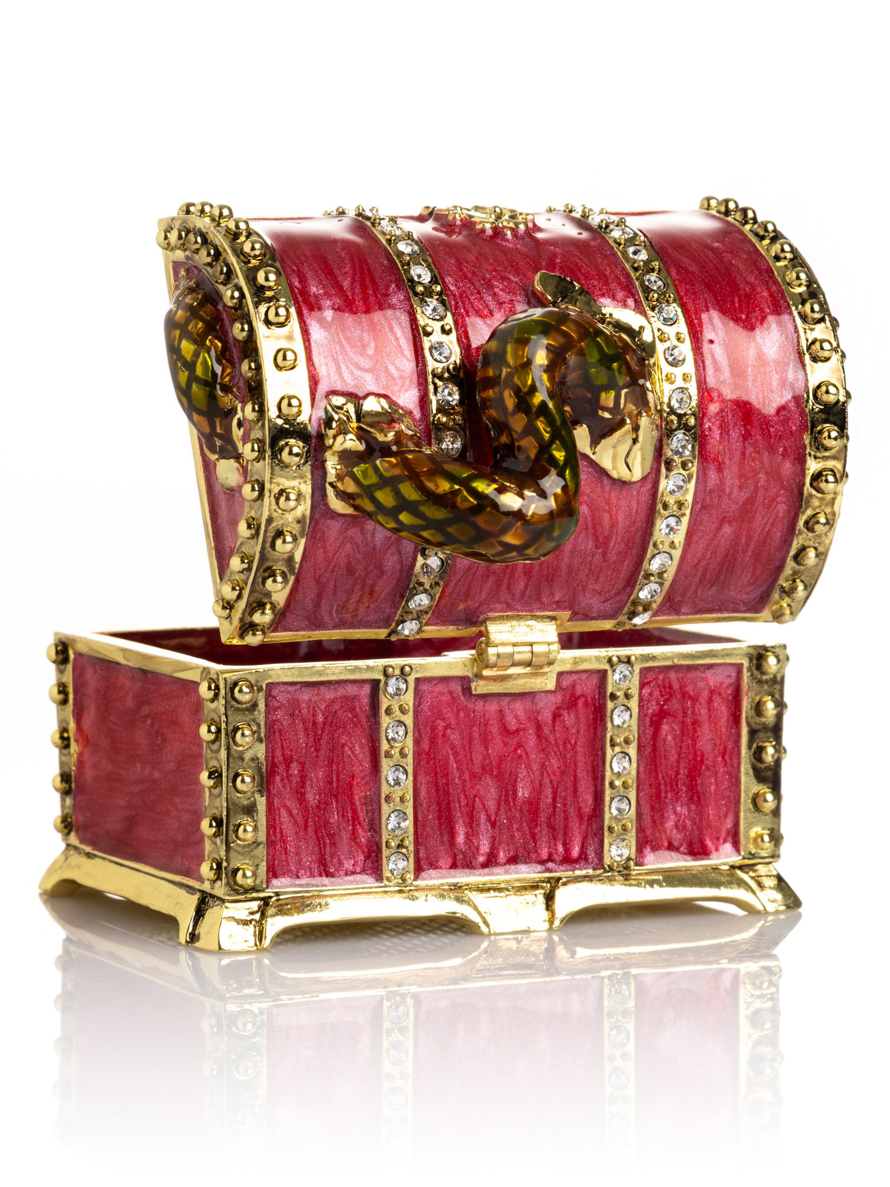 Red Treasure Chest with Snake