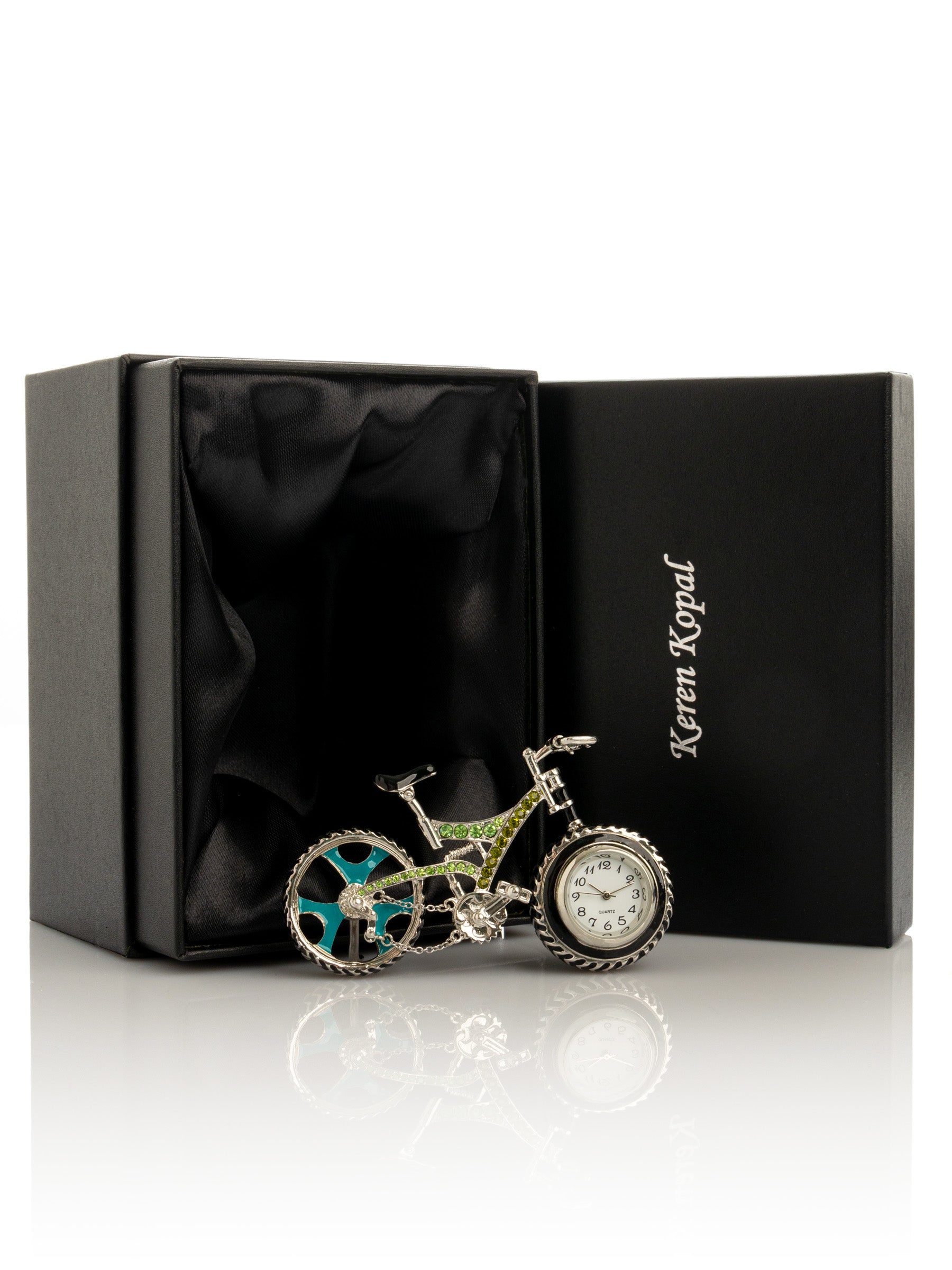 Bicycle clock with Green crystals