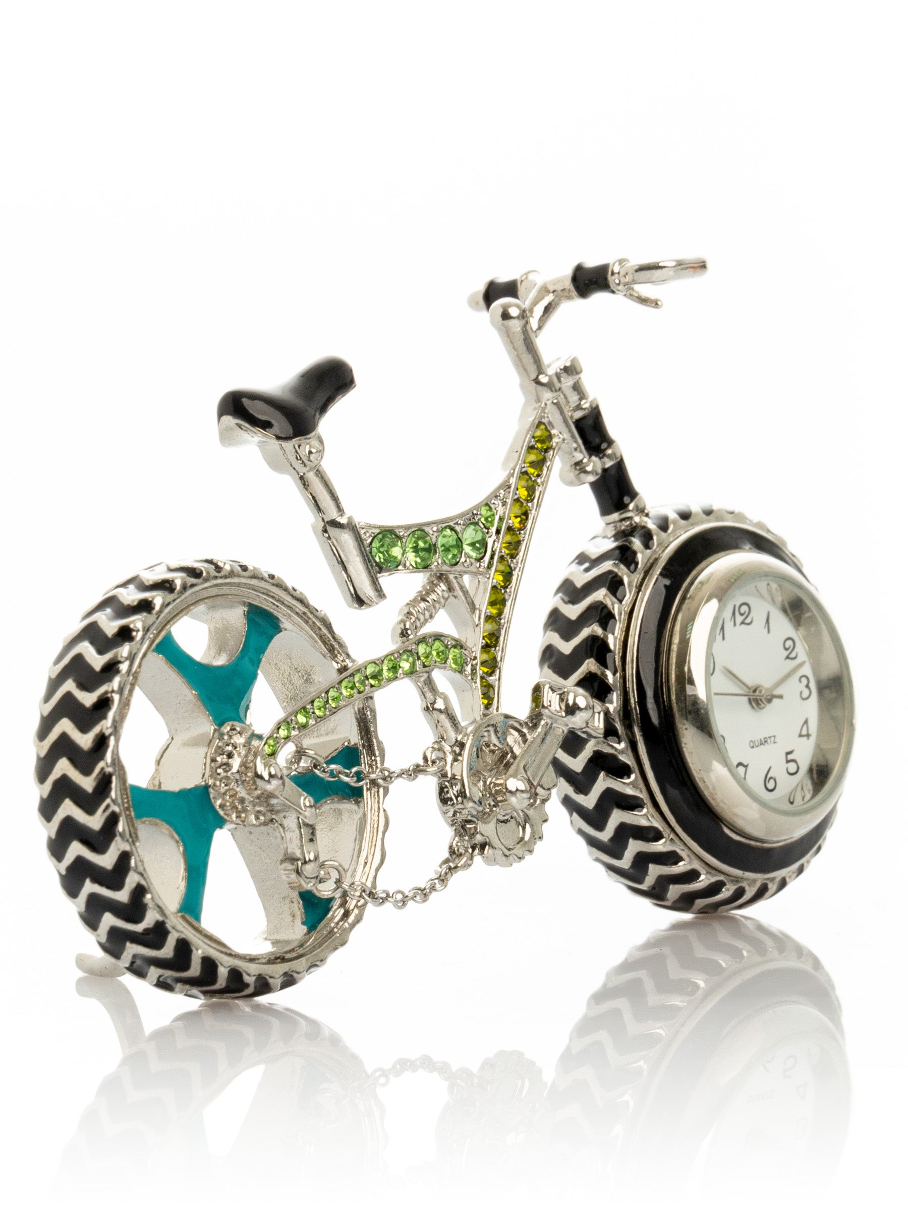 Bicycle clock with Green crystals