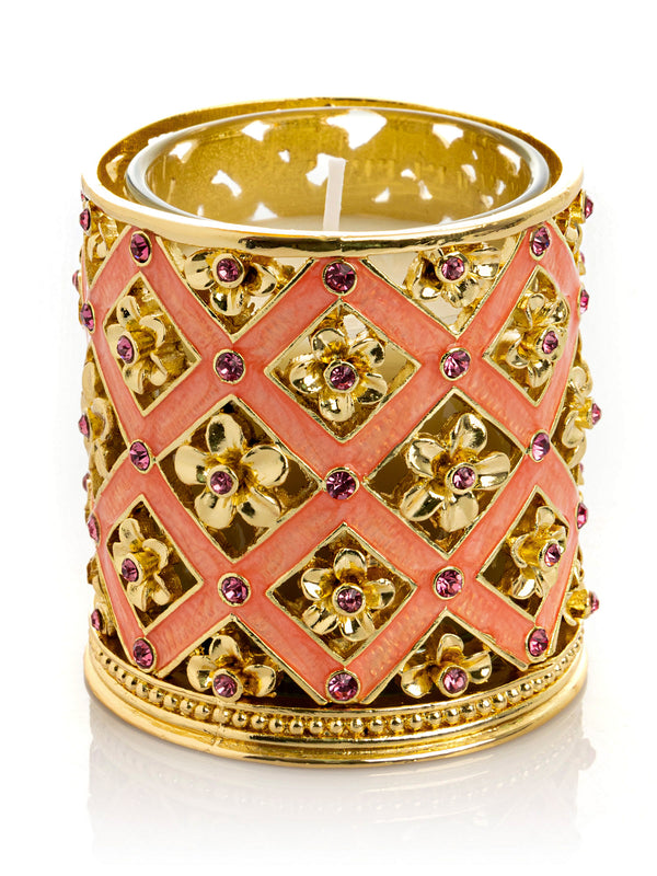 Bougeoir Rose Décoré