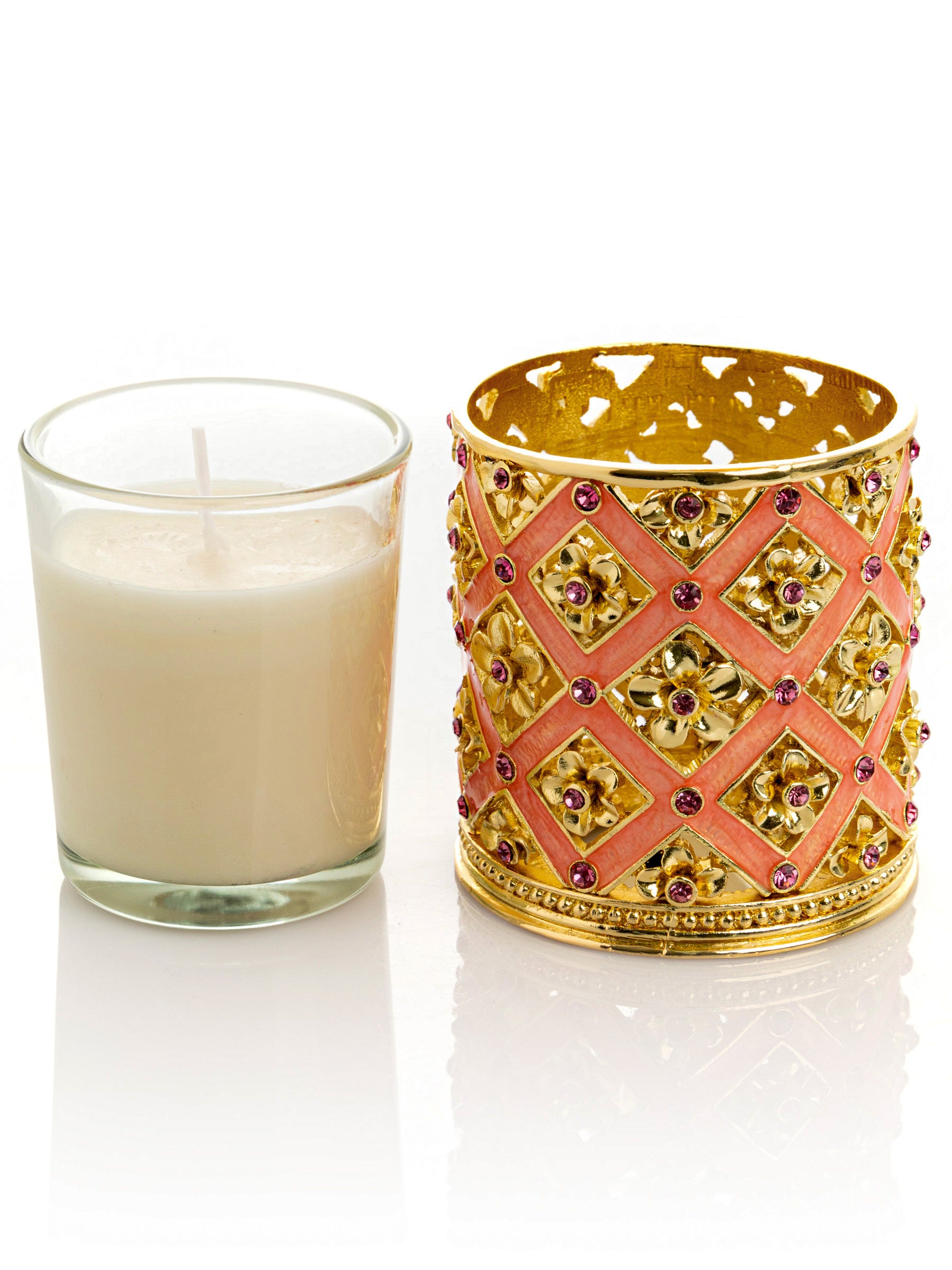 Keren Kopal Pink Decorated Candle Holder