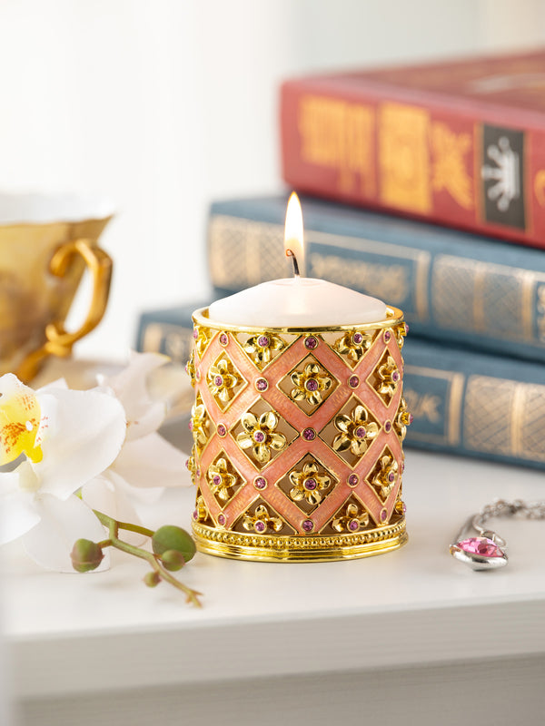 Bougeoir Rose Décoré