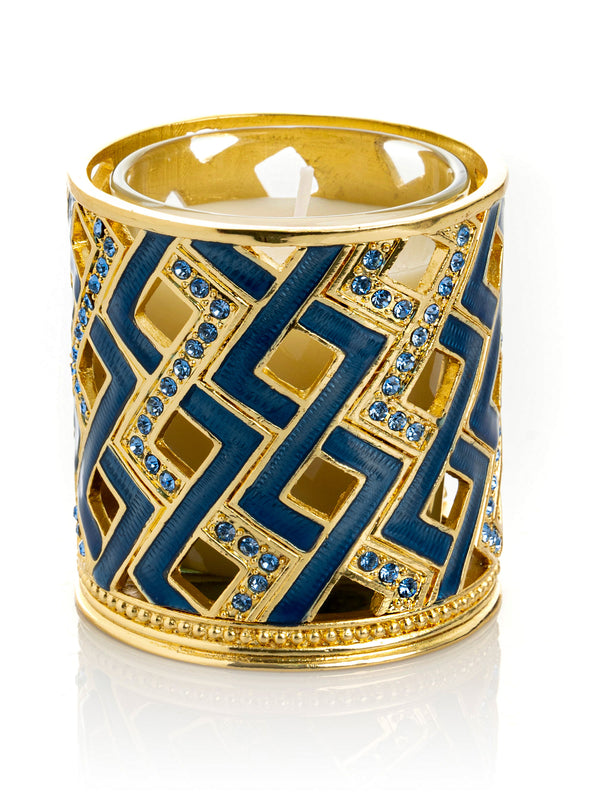 Bougeoir Bleu Décoré