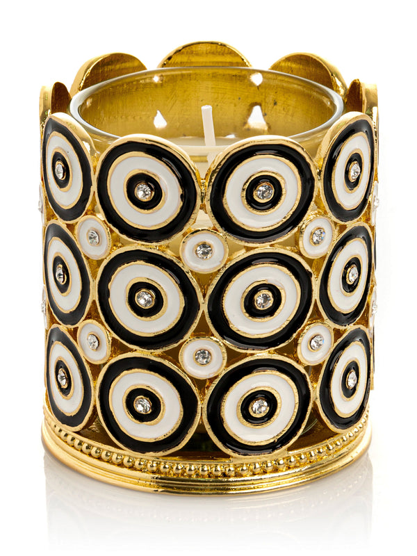 Bougeoir doré décoré avec motif de cercles