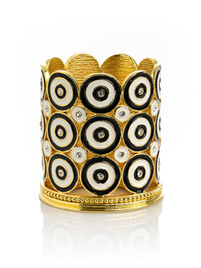 Golden Decorated Candle Holder with Circles Pattern