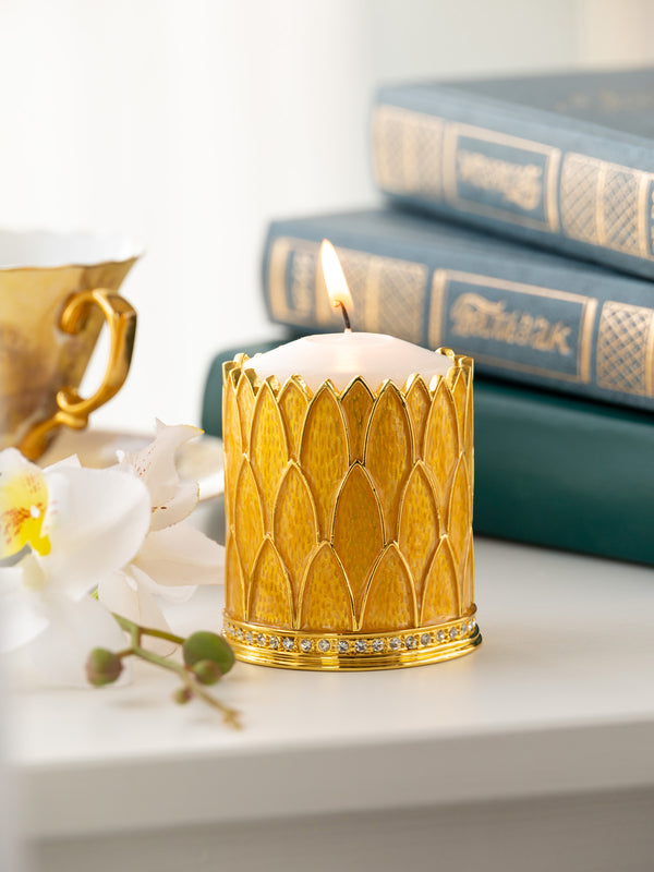 Bougeoir Jaune Décoré