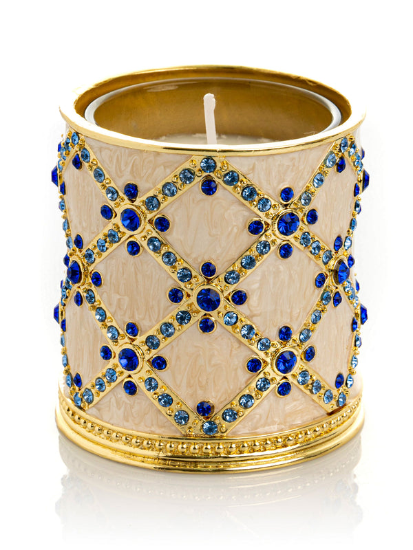 Bougeoir Décoré Crème Doré