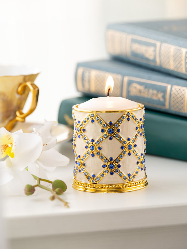 Bougeoir Décoré Crème Doré