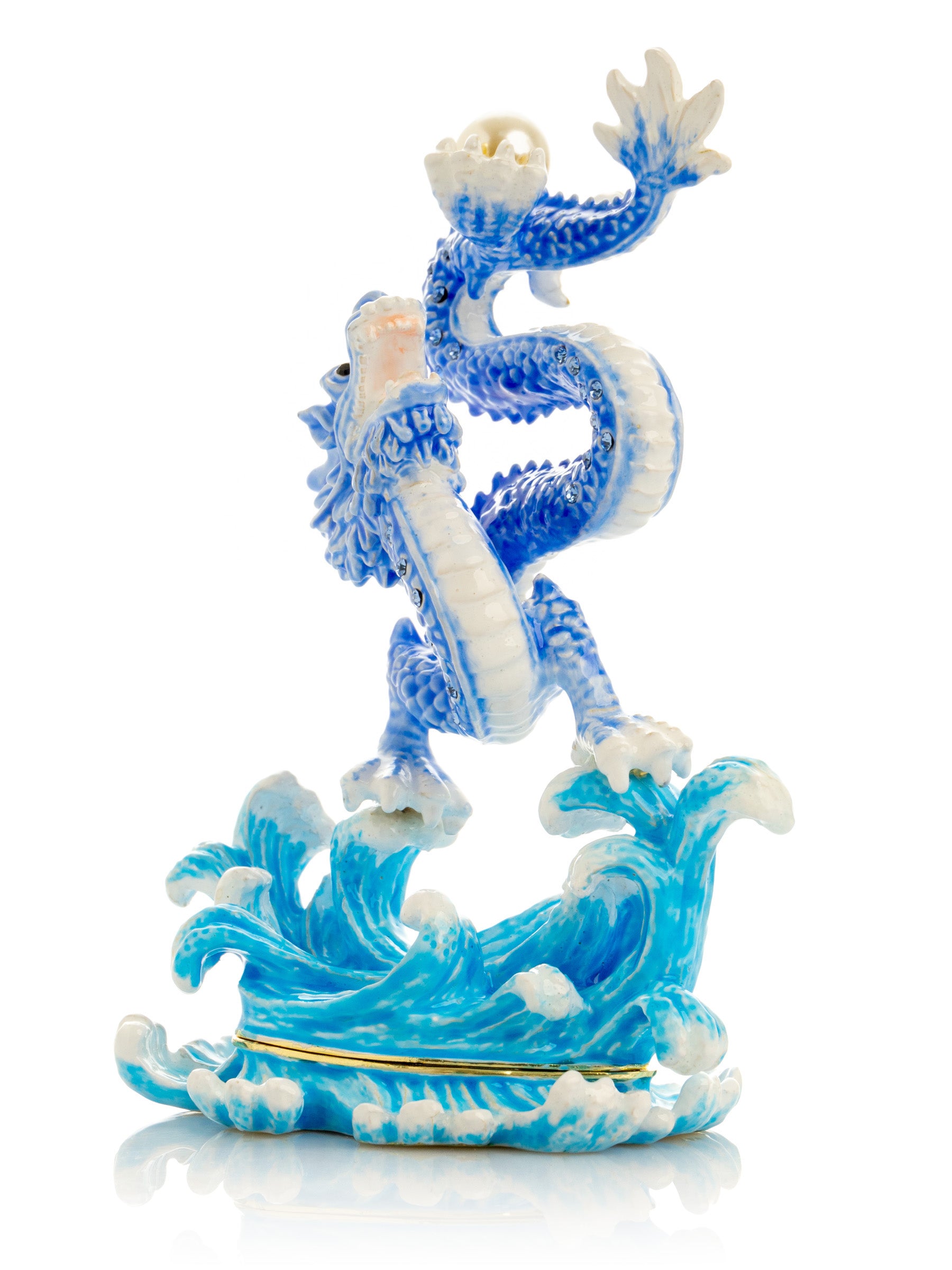 Blue Chinese Dragon on Ocean sea waves water