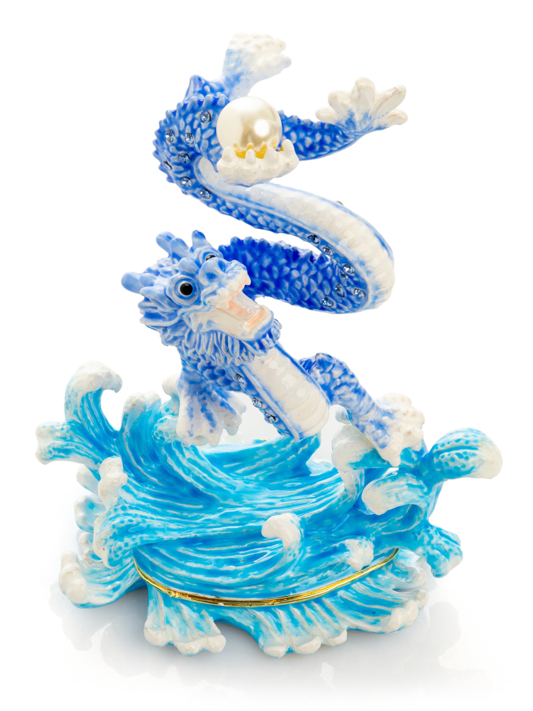 Blue Chinese Dragon on Ocean sea waves water