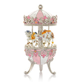 Pink Faberge Egg with Wind up Horse Carousel