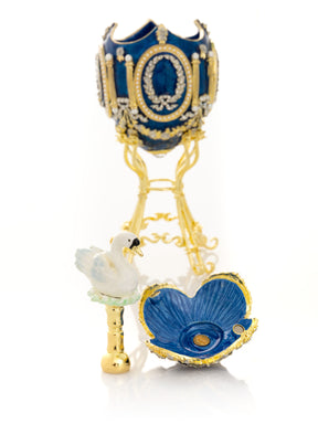 Blue Faberge Egg with Swan Inside