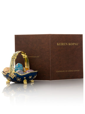 Blue Basket Carring Small Faberge Eggs