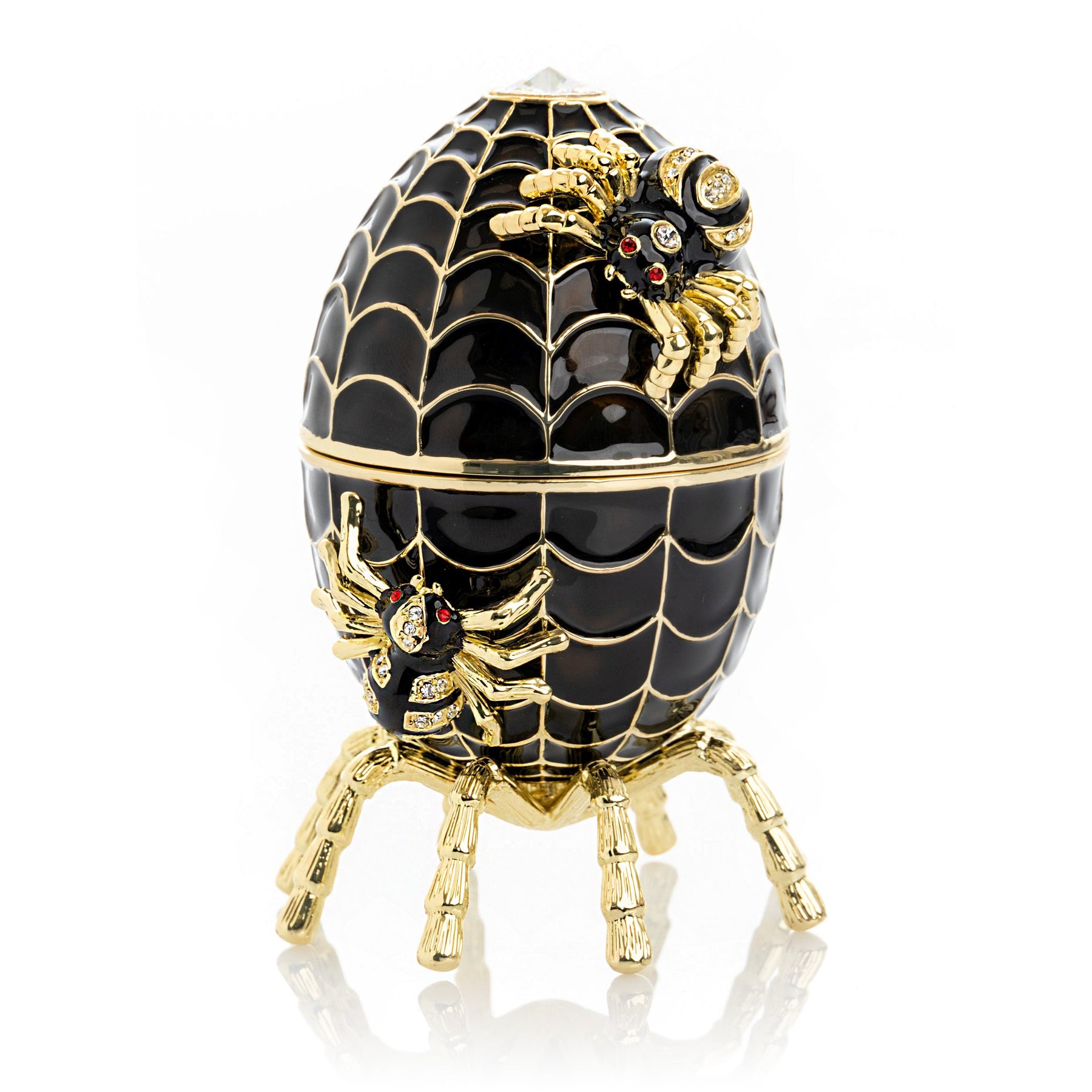 Black Faberge Egg Spiderweb Decoration Music Playing Egg