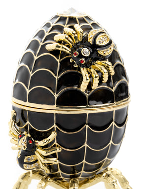 Black Faberge Egg Spiderweb Decoration Music Playing Egg