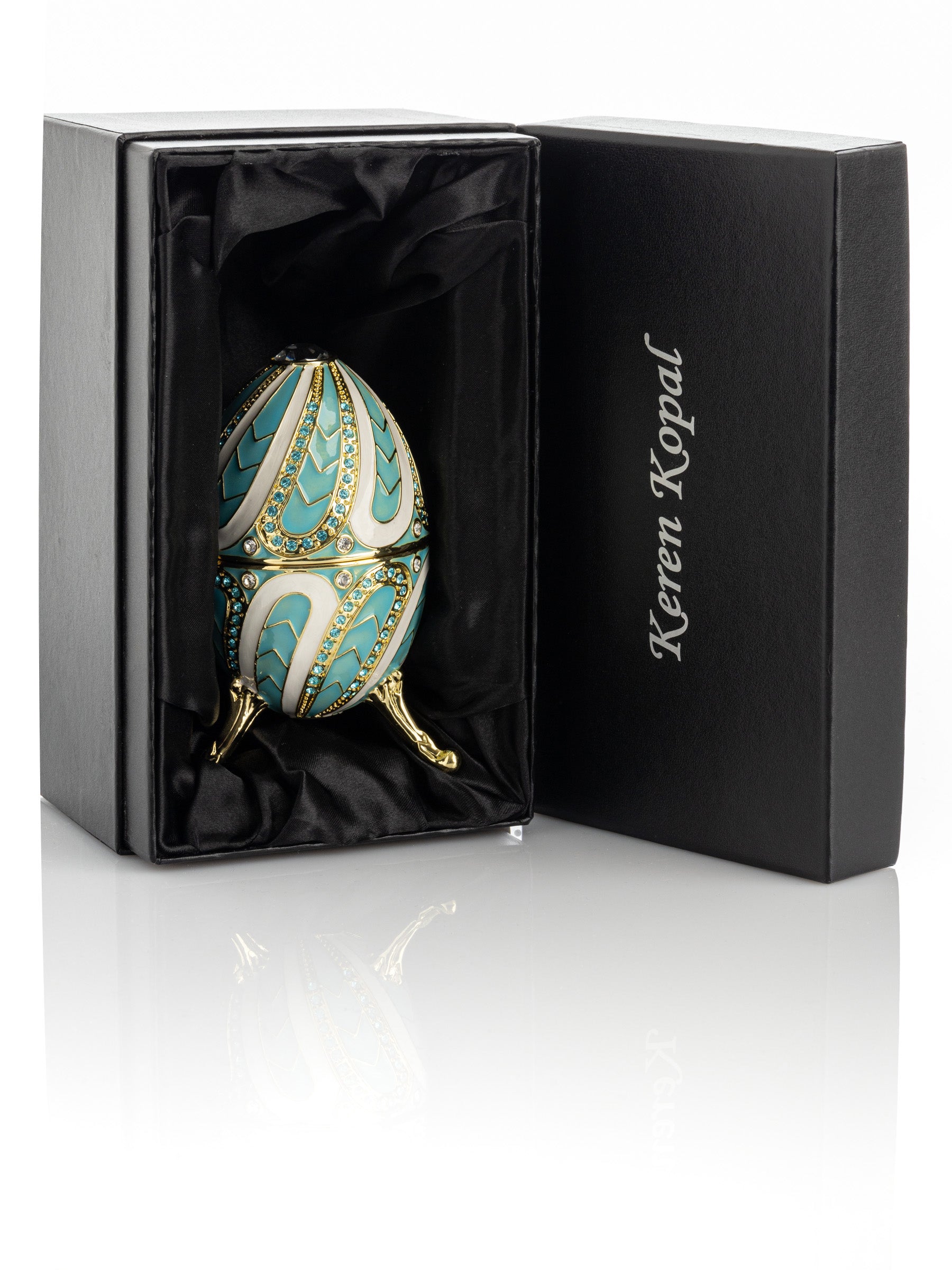 Turquoise Music box Fur Elise by Beethoven Faberge Egg