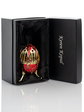 Red Faberge Egg with Horse Carousel Surprise Inside